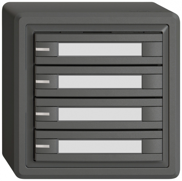 Poussoir KNX RGB AP EDIZIO.liv SNAPFIX® capteur temp.RGB-LED étiqu.4×com.2T grf 