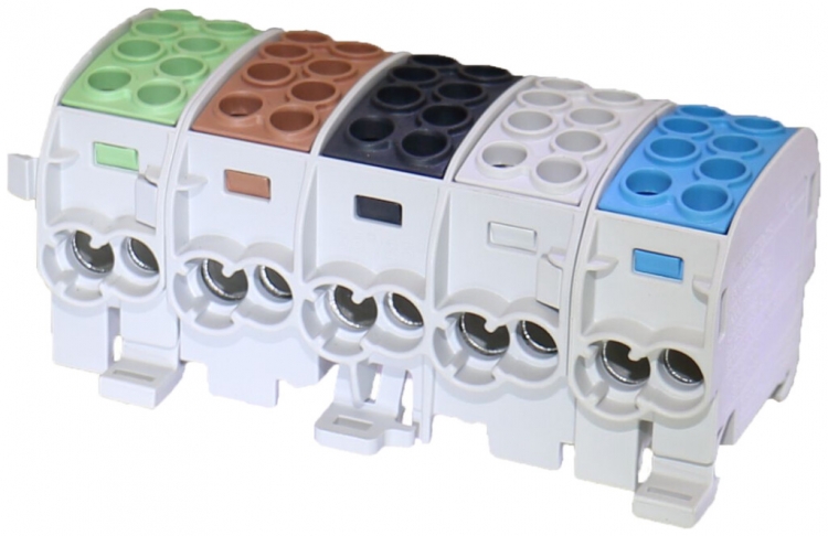 Verteilerblock Typ C 10×35/10×25mm² grau PE+3L+N 