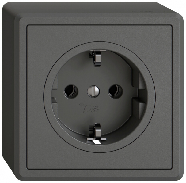 Prise AP EDIZIO.liv SNAPFIX® SCHUKO 16A 230V 74×74mm gris foncé 