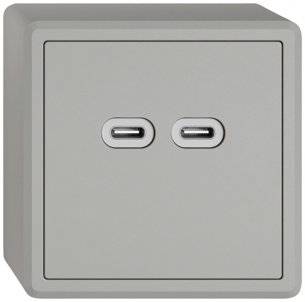 Prise de charge USB AP EDIZIO.liv SNAPFIX® 230VAC 18W 2×USB C grc 