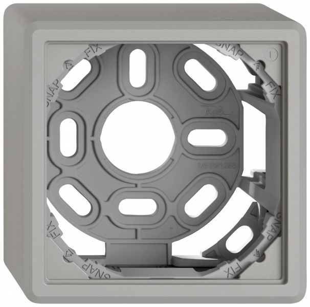Capot AP EDIZIO.liv SNAPFIX® avec étrier de fixation pour 1 appareil gris clair 