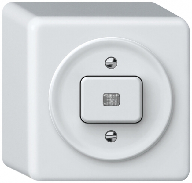 Interrupteur à poussoir lumineux AP origin sch 6 LED 88×88×54mm blanc 