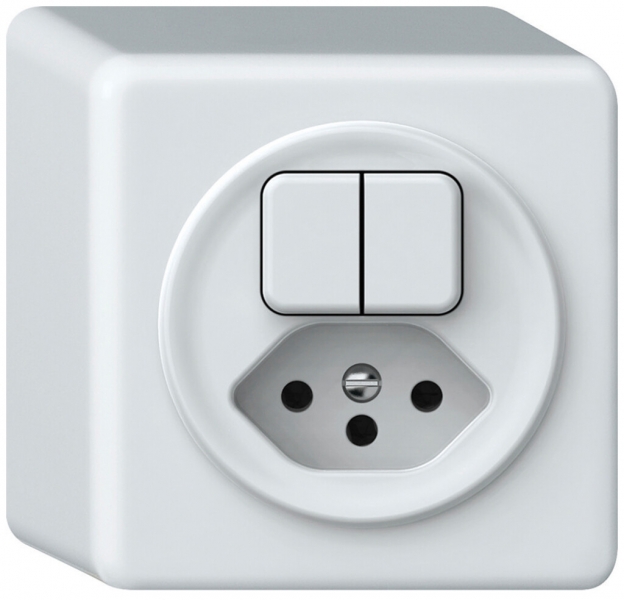 Combinaison AP origin 2×touches 2CO+T13 1P 0<1 10A 230V 88×88×54mm blanc 