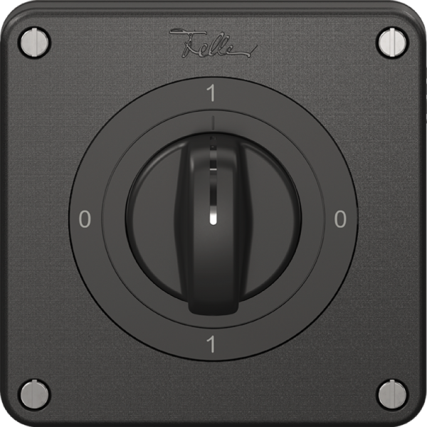 Interrupteur rotatif NEVO N.CO 0/1L, avec manette, KS, 0-1-0-1, noir 