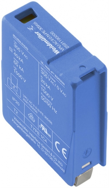 Parafoudre de rechange Weidmüller VPU AC II 0 N-PE 305/65 