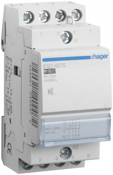 Contattore AMD Hager 24VAC 2 chiusura 2 apertura 25A senza ronzio 2UM 