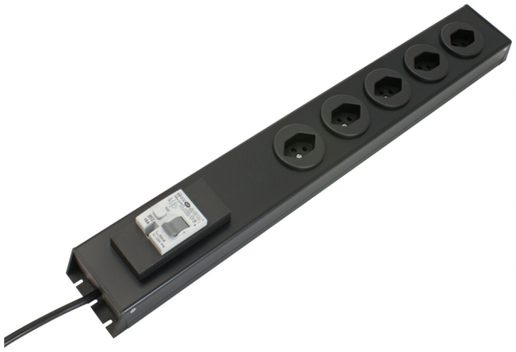 Steckdosenleiste MH 5×T13 PowerLine FI-LS Td1mm² 1.5m schwarz 