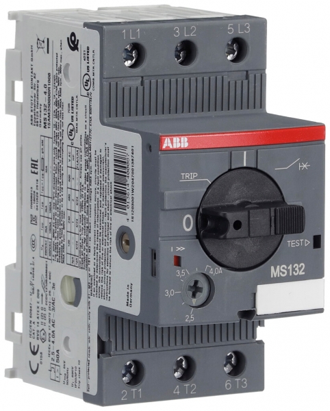 Démarreur de moteur AMD ABB MS132, 1.5kW AC-3 (2.5…4A) 3L à vis 