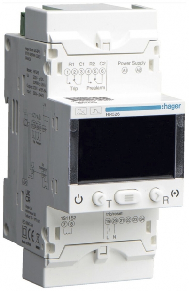 Relais surveillance courant différentiel Hager HR526 30…30000mA 0…5s type A 