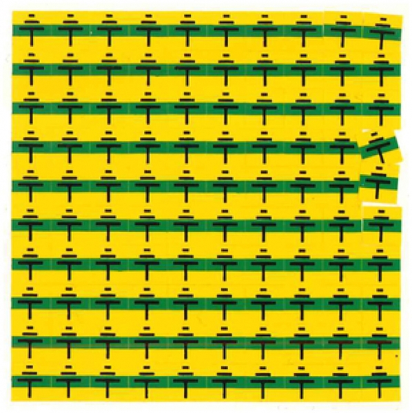 Warnschild Kunststoff selbstklebend 6×6mm gelb/schwarz 