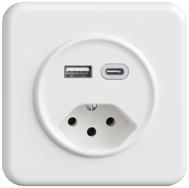UP-USB-Ladesteckdose STANDARDdue SNAPFIX® USB A+C/T13 3A 230V AC ws 