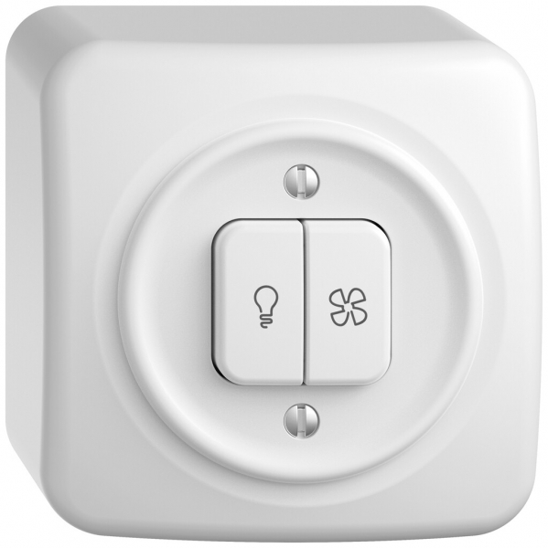 Interruttore a pulsante lum.AP STANDARDdue SNAPFIX® luce&venti 3/3/1L KS gi bi 