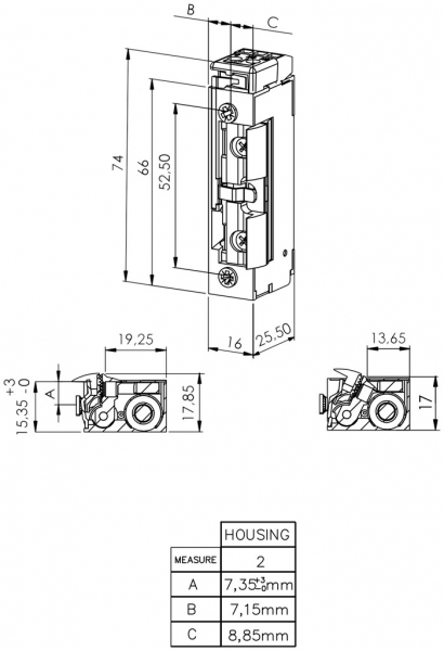 Ouvre-porte BSW B3301--K, 11…13VDC, hors-tension ouvert, clenche à rayon 