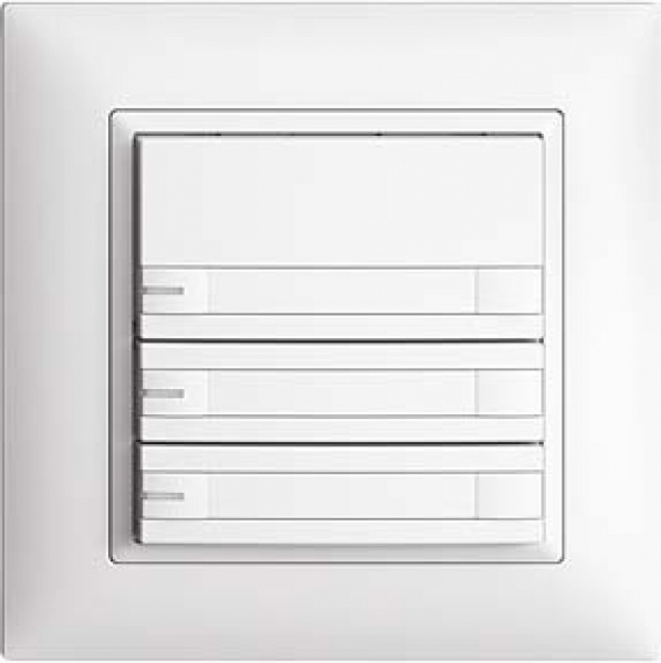 Pulsante KNX RGB EDUE, 250mW, c.LED RGB, carta, 3×pulsante, com.2×tasti, bi 