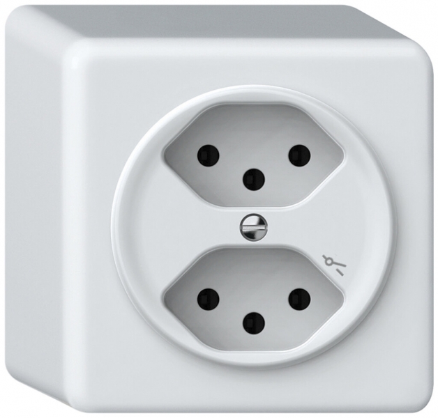 Presa AP origin 2×tipo 13 1×S 10A 230V 88×88×54mm bianco 