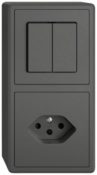 Combinazione AP EDIZIO.liv SNAPFIX® 2×1 140×74mm sch 1/3+3/1L+1×T13 grigio scuro 