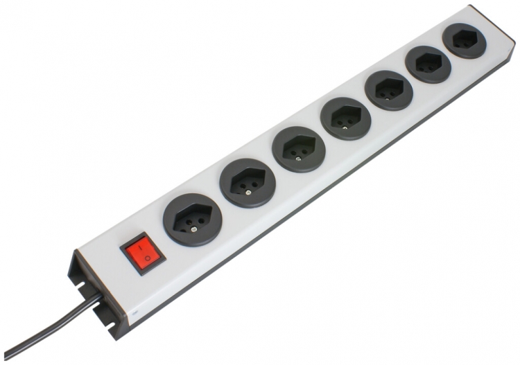 Prise multiple MH 7×T13 PowerLine, Td 3×1mm², 1.5m, noir 