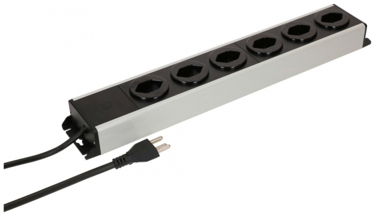 Prise multiple MH POWER LINE 16A 6×T23 1.5m gris-noir 