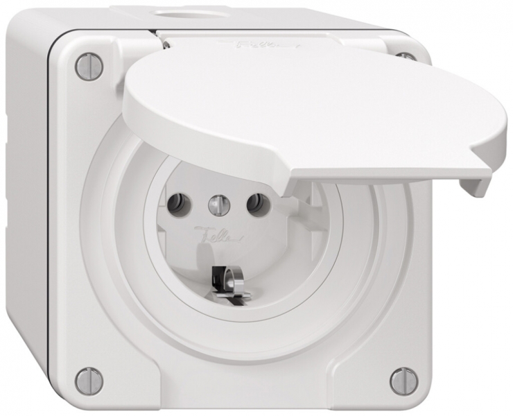 Presa AP Feller IP21 Schuko 16A 230V 87×87mm bianco 