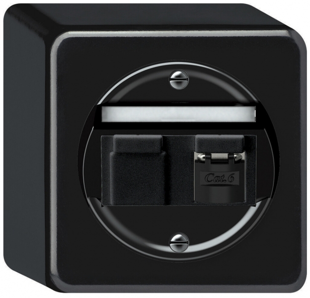 Boîte de raccordement AP origin RJ45 8(8) cat.6 oblique blindé 88×88×54mm noir 