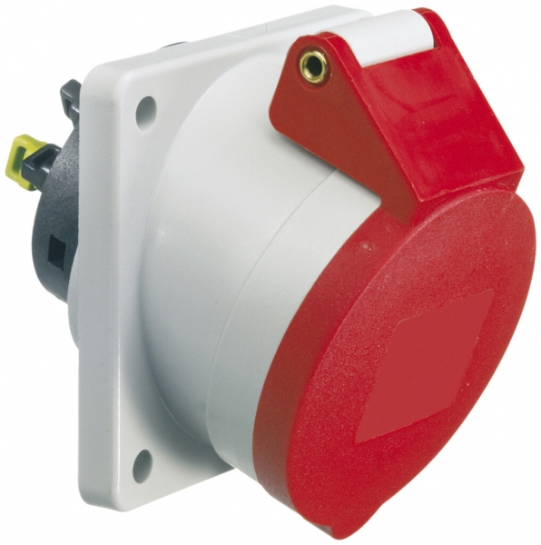 Presa INS CEE Bals 5P 16A 400V 6h rosso IP44 nich.QC obliq. 