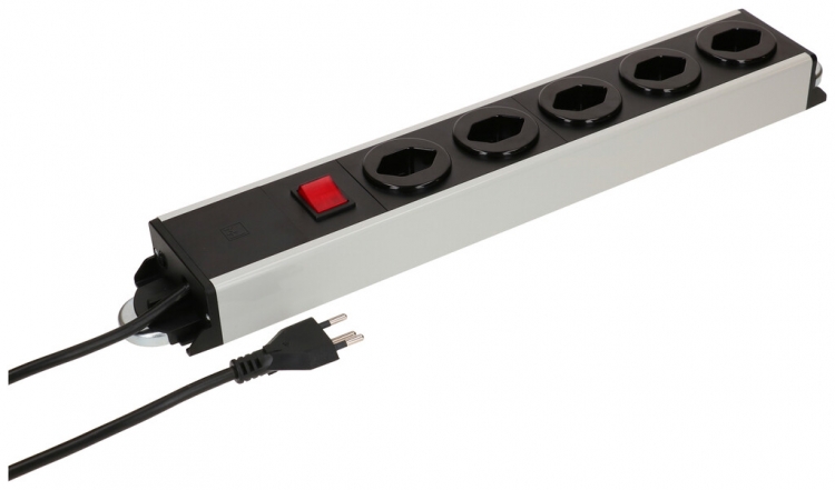 Presa multipla MH POWER LINE 10A interruttore 5×T13 1.5m grigio-nero 2×magnete 