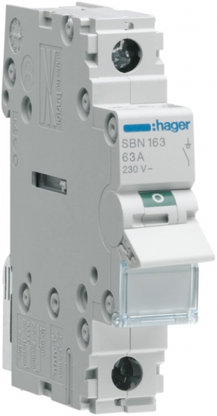 Interrupteur AMD Hager 63A 230V 1 fermeur 0 ouvreur 0 inverseur 1UM 