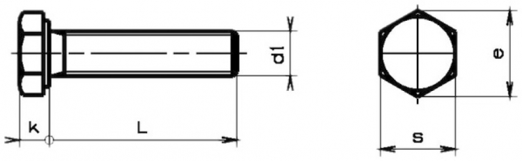 Vis à tête 6-pans M10×60mm zng-chro, 8.8 DIN 933 
