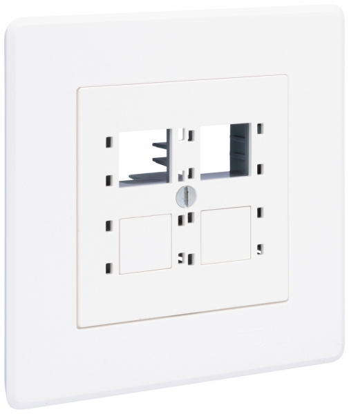 Kit de montage ENC R&M droit pour 4×RJ45 cat.6A 96×96mm blanc 