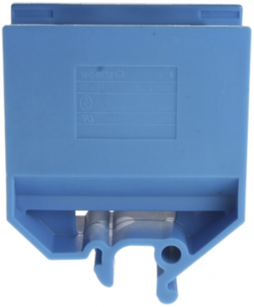 Borne de dérivation Woertz 35…70mm² 150A 800V vis 2×1 barre G bleu 