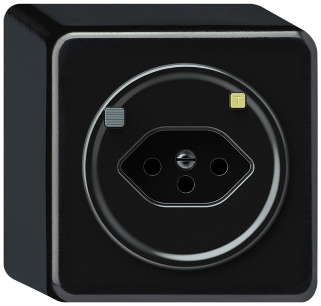Presa FI AP origin 1×tipo 13 30mA 10A 230V 88×88×54mm nero 