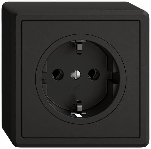Prise AP EDIZIO.liv SNAPFIX® SCHUKO 16A 230V 74×74mm noir 