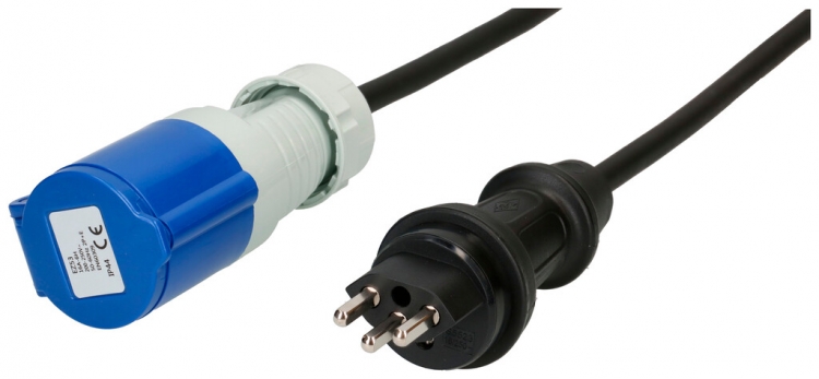 Prolunga MH CEE16A/T23 blu H07RN-F3G1.5mm² GDV 1.5m IP44/IP55 nero 