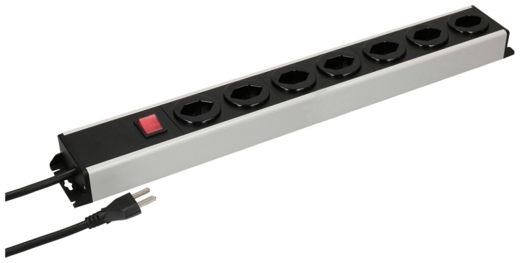 Prise multiple MH POWER LINE 16A interrupteur 7×T23 1.5m gris-noir 