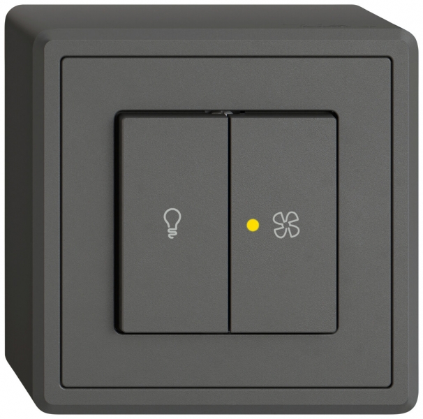 Interruttore a pulsante lum.AP EDIZIO.liv SNAPFIX® luce&venti 3/3/1L KS gi grs 