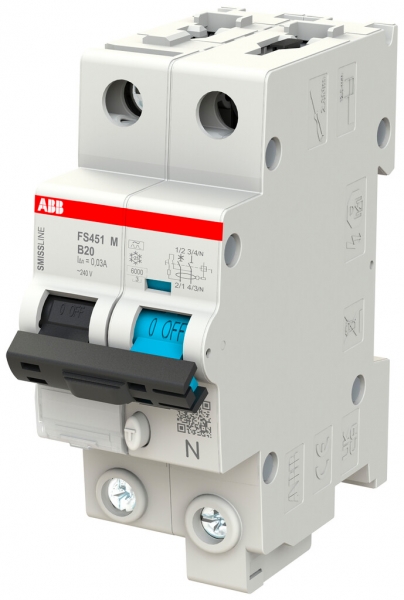 Disjoncteur différentiel ABB FS451M SMISSLINE CL B-20A/30mA 1LN 10kA type A 