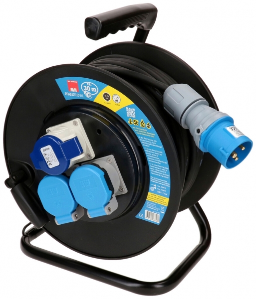 Enrouleur de câble MH maxCAMP 2×T23 1×CEE16 IP44 3×1.5mm² 30m IP44 