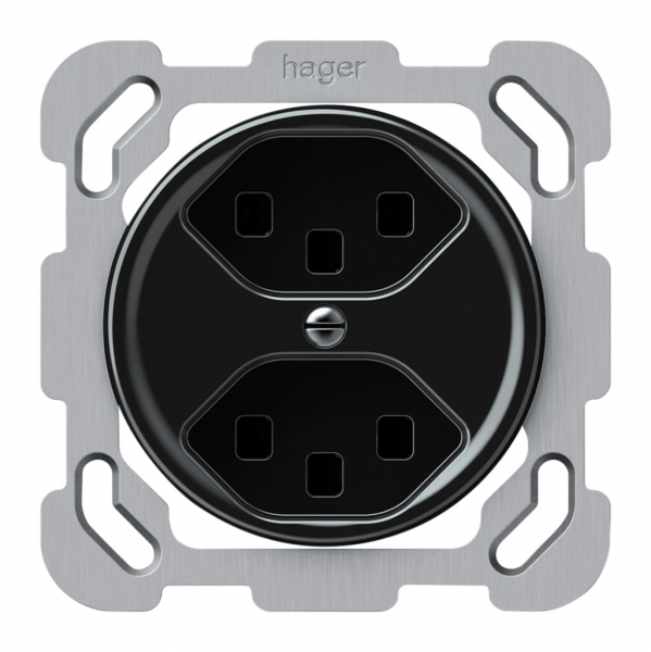 Presa INC origin 2×tipo 23 16A 230V 77×77mm nero 