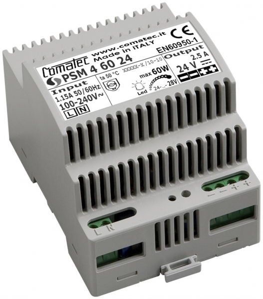 Alimentazione AMD Comatec PSM4, IN: 100…240VAC, OUT: 24VDC/60W, stabilizz. 4UM 