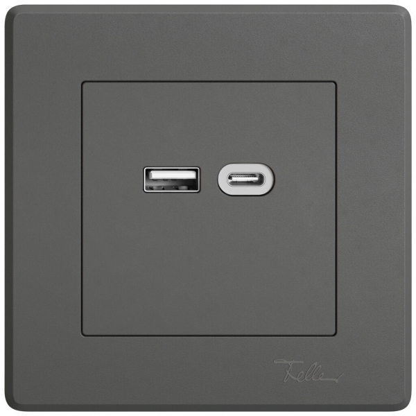 UP-USB-Ladesteckdose EDIZIO.liv SNAPFIX® 230VAC 18W 1×USB Typ A 1×USB Typ C dgu 