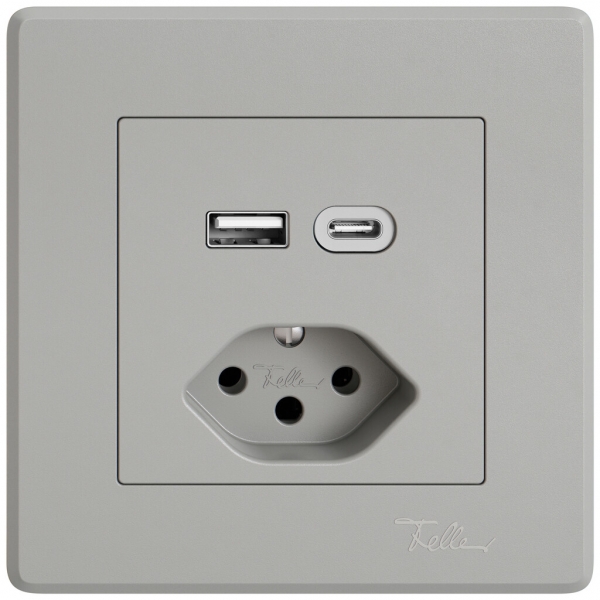 Presa di ricarica USB INC EDIZIO.liv SNAPFIX® USB A+C/T13 3A 230VAC grc 