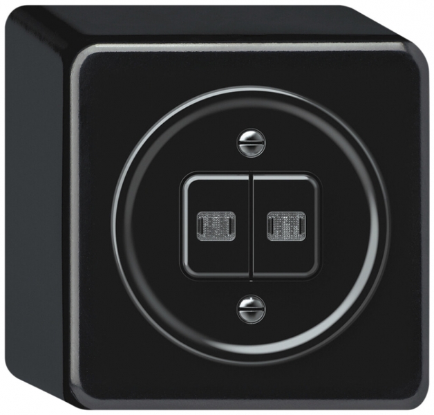 Interrupteur à poussoir lumineux AP origin sch 1 (3+3) 2×LED 88×88×54mm noir 