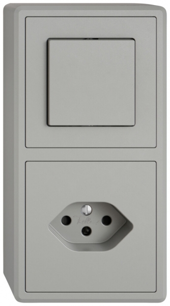Combinaison AP EDIZIO.liv SNAPFIX® 2×1 140×74mm schéma 3/1L+1×T13 gris clair 
