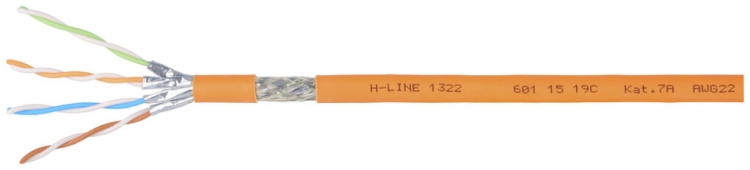 Câble informatique H-LINE 1322 S/FTP 4×2×0.62 FRNC/LSZH 1500MHz cat.7Aorange Cca 