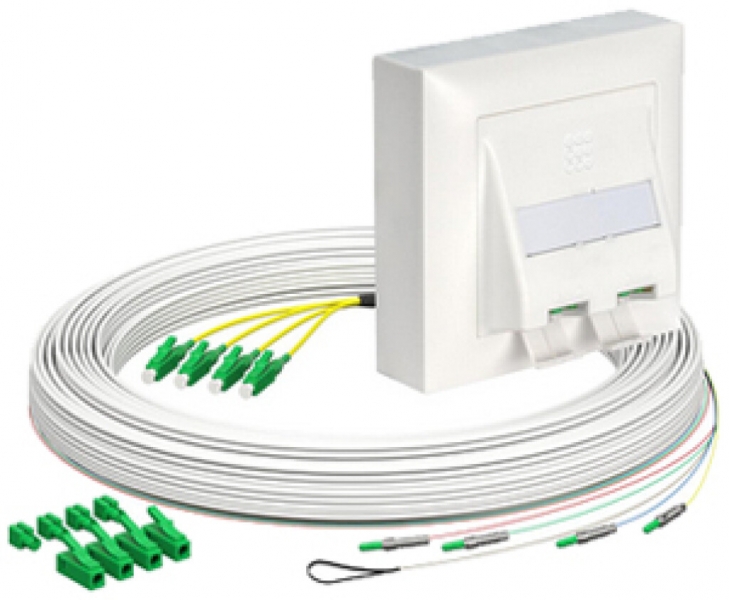 FTTH-Kabelabrollbox AGRO OTO BEP AP-Kit 4×LC 3mm 20m weiss B2ca 