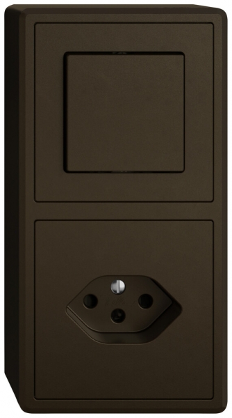 Combinazione AP EDIZIO.liv SNAPFIX® 2×1 140×74mm schema 3/1L+1×T13 marrone 