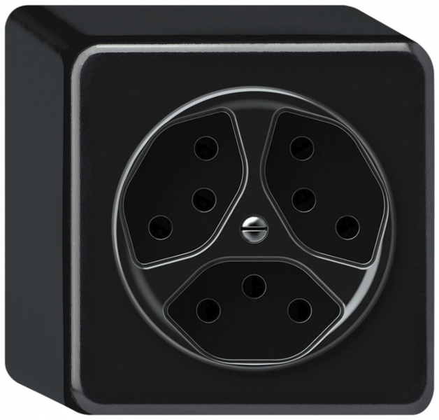 Presa AP origin 3×tipo 13 10A 230V 88×88×54mm nero 