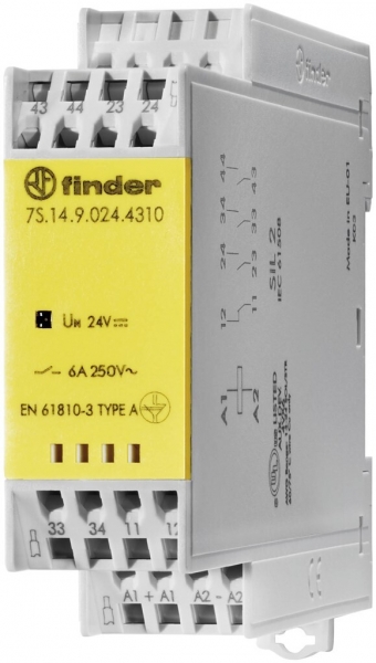 Module de relais Finder avec contacts à guidage forcé, 2 f et 2 o, 6A, 24VDC 