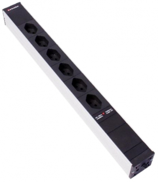 Presa multipla 19" 1UA 6×T13 con limitat.d.sovratensione Td3×1mm² 3m nero 