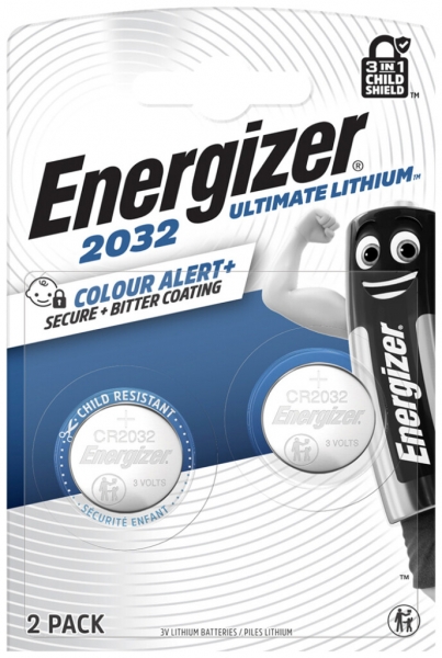Knopfzelle ENERGIZER Ultimate Lithium 3V 235mAh CR2032 Kinderschutz 2 Stück 